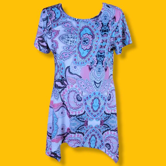 Mirol Paisley Short Sleeve Blouse, M - Picture 1 of 7